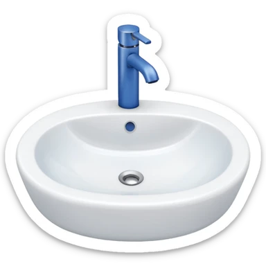 “Flat icon-style emoji of a bathroom sink with a simple faucet and rounded basin, white and blue tones” sticker