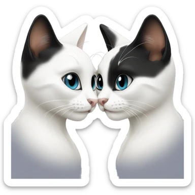 White and black cats are kissing  sticker