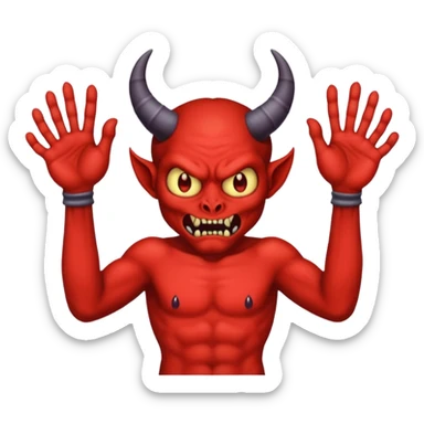 A demon with 2 hands 1 is holding 9 and the other 1 is holding 11 sticker