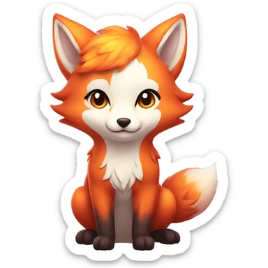 fantasy fire fox cute kawaii in love sticker