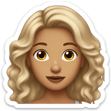 Pretty tan woman with brown wavy hair and brown eyes and long lashes sticker