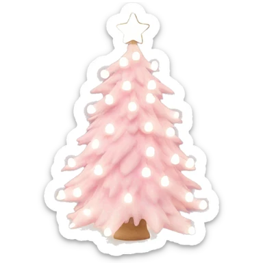Loveshackfancy pink and white Christmas tree with lights sticker