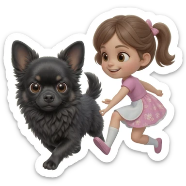 Bébé chihuahua noir marrant poil courut une fille sticker