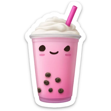 pink boba tea  sticker