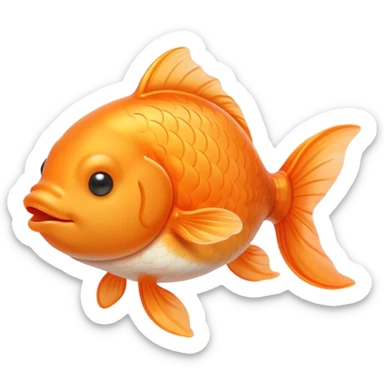 Meme-Worthy Cute Sleeping Orange Goldfish Portrait Emoji, Head resting peacefully with a contented smile, showcasing a streamlined, graceful body with a luxuriously soft vibrant orange hue, eyes closed in a serene, floating nap, Simplified yet hilariously adorable features, highly detailed, glowing with a soft, drowsy light, high shine, relaxed and utterly lovable, stylized with an air of playful laziness, bright and heartwarming, soft glowing outline, capturing the essence of a comically sleepy goldfish, so meme-worthy it feels like it could instantly become the next viral sensation of adorable slumber! sticker