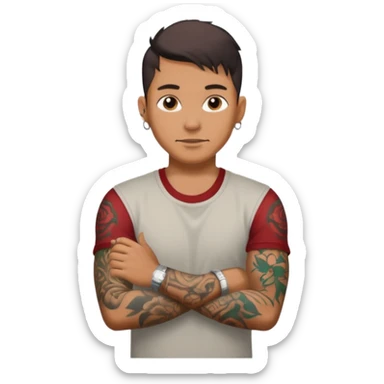 hombre con tatuaj en los brazos con ropa sin piercings sticker