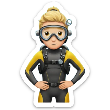 Diver + yellow fins,Coral Diver. sticker