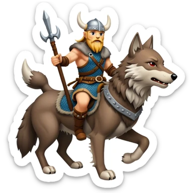 Viking Warrior Riding A Wolf  sticker