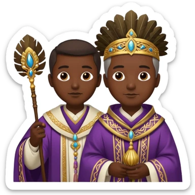 Ancient  mpriests with Feather Fan sticker