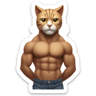 A buff cat sticker