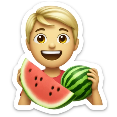 emoji eating watermelon sticker