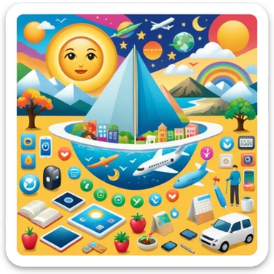 An extremely detailed lifestyle vision board collage for the year 2026. sticker