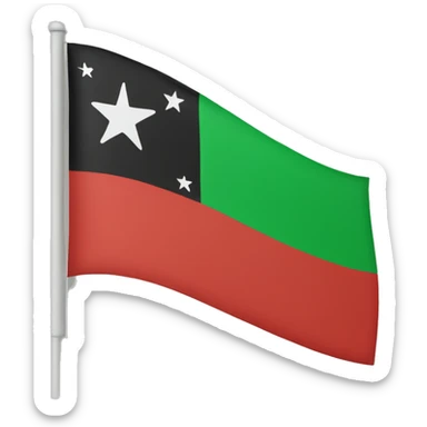 The flag has two stripes the top is green and the bottom is black and the middle three red stars sticker