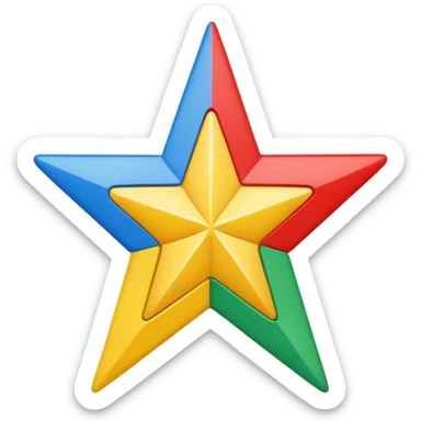 A star Divided into five sections with the colours green red yellow blue and white  sticker