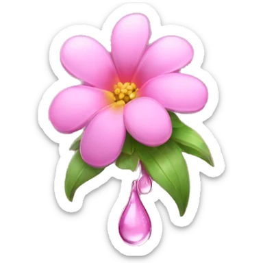 Pink little if the Bally flower with rain drops  sticker