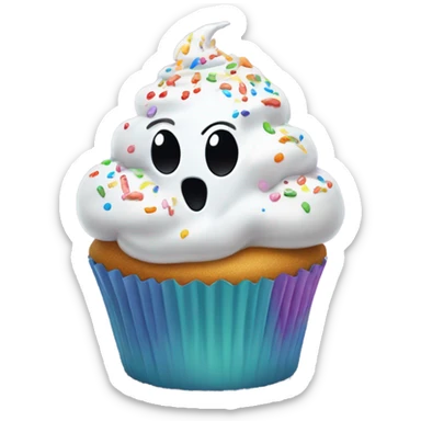 ghost eating cupcake sticker