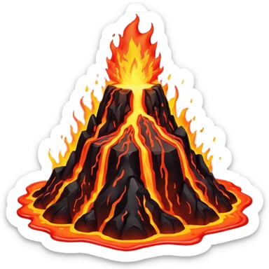 Lava flowing from a volcano   sticker