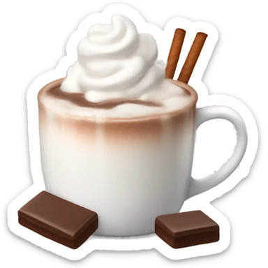 A mug of hot chocolate with marshmallows and whipped cream  sticker