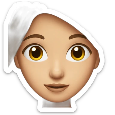 Girl with brown eyes and brown hair holding a gift sticker