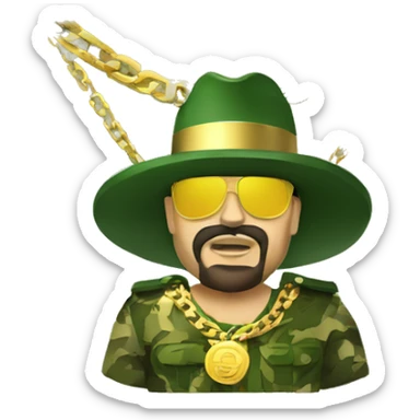 Cartel de Mexico with gold chain and camo sticker