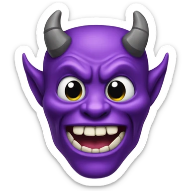 purple demon emoji with tongue sticking out sticker