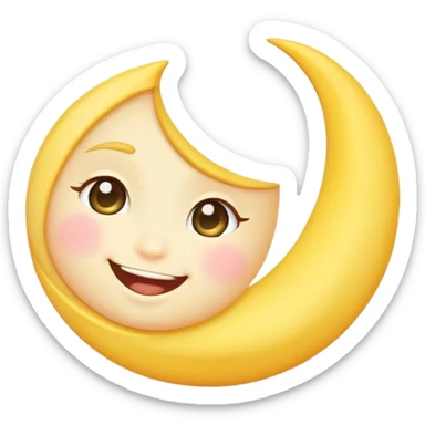 crescent moon with a cute smiling face and rosy cheeks sticker