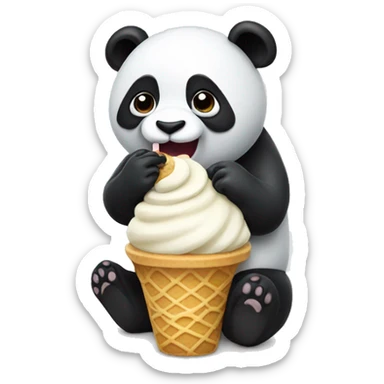 Panda eating ice cream sticker