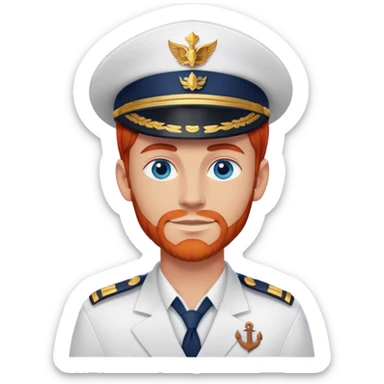 a male boat captain with medium red hair and blue eyes sticker