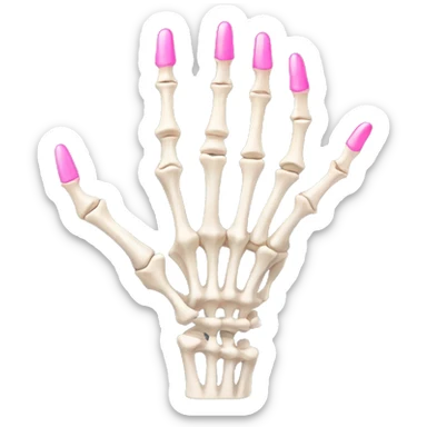 skeleton hand with long pink nails sticker
