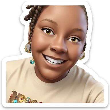 smiling boy with jewelry sticker