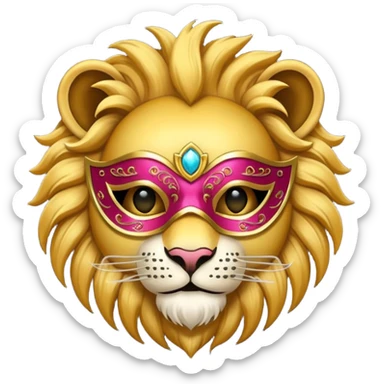 lion with glamorous masquerade mask sticker
