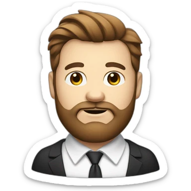 Beard fat man, white collar, brown hair sticker