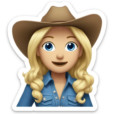 Cowgirl with blonde hair and Blue eyes in blue clothes  sticker