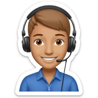 a sales agent with headphones sticker