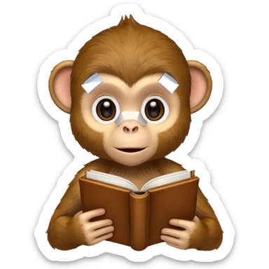 Monkey with book sticker