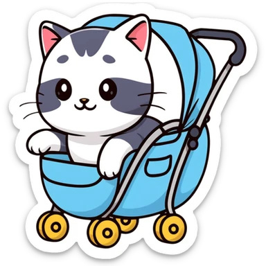 Cat in a stroller sticker
