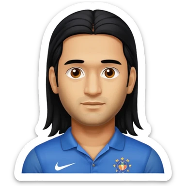 MS Dhoni with long hair sticker