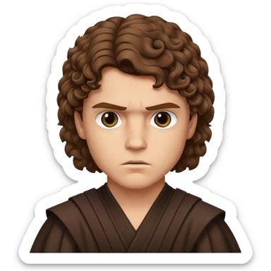 Anakin skywalker scar left eye curly brown hair sticker