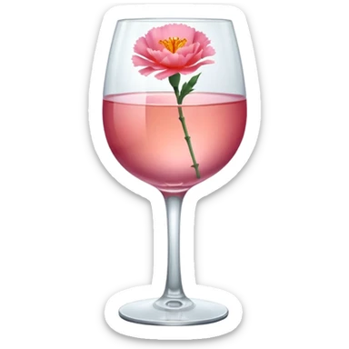Pink wine with a single orange carnation floating on top  sticker