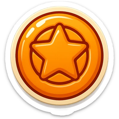 retro sticker style icon of a dalgona candy with a star and circle combined pressed in the center, playful and bold sticker