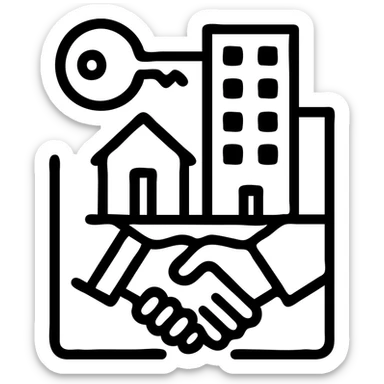 Ícono de real estate que refleje que contamos con acceso real al mercado inmobiliario de Miami: Desde propiedades off-market hasta alianzas directas con desarrolladores de lujo. sticker