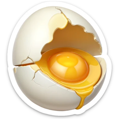 egg object icon, cracked egg with yolk, 3D cartoon, mobile game icon style, clean background, no text, no watermark
 sticker