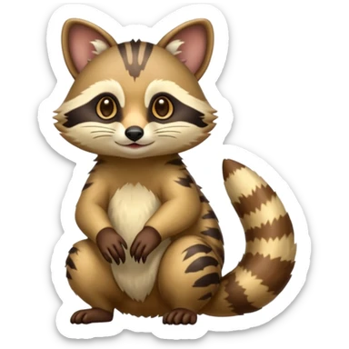 Colorful exotic shiny beautiful fantasy-Cacomistle-tanuki-genet-oncilla-animal-hybrid (full body) sticker