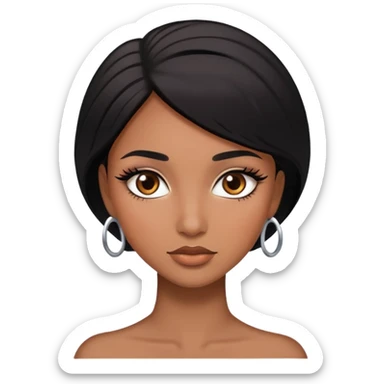 Women with brow skin and black hair brown eyes and long lashes pretty  sticker