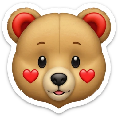 Teddy bear face with heart on the side sticker