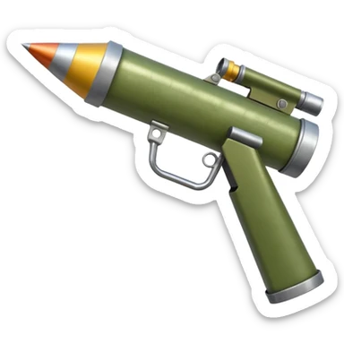olive-colored two-handled shoulder-mounted rocket launcher sticker