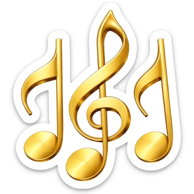 drei musiknoten in goldfarben, kein notenschlüssel. sticker