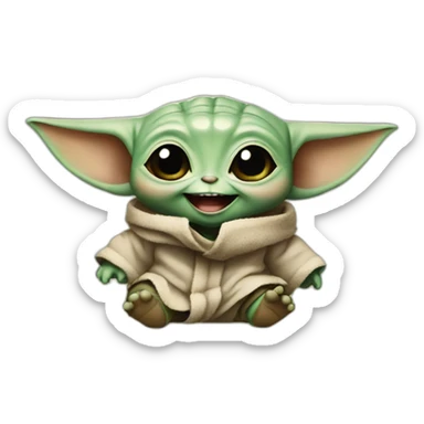 Baby yoda laughing sticker