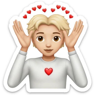 me forming a heart with my hands sticker