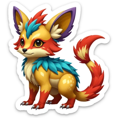 Rare realistic exotic cute epic pretty beautiful handsome gorgeous aesthetic colorful vibrant Vernid-Protogen-Primagen-Wickerbeast-species-Fakemon-creature by LiLaiRa, random markings, tufted ears, full body sticker